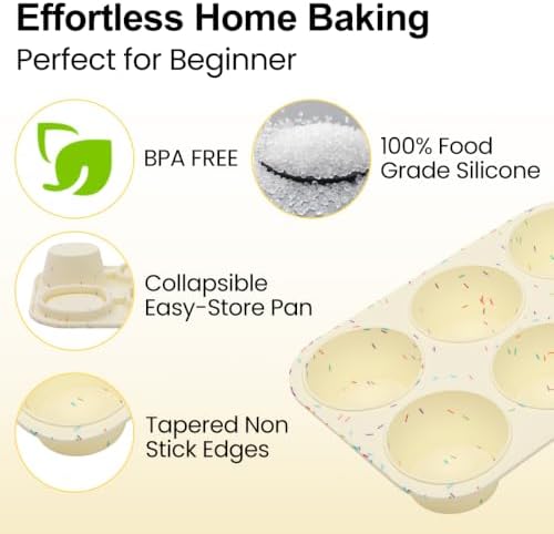 Silicone Muffin Pan for Baking, Large Muffin Pan 6 Cup Jumbo Size