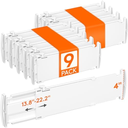 Lifewit 9 Pack 4" High Drawer Dividers, Adjustable Drawer Organizer Clothes