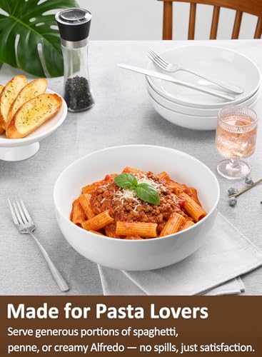Pasta Serving Bowls 120 Ounce 9.7” Large Serving Bowls, Porcelain Salad Bowls for Kitchen, Big White Soup Bowls, Oven Dishwasher Safe, Set of 2 (Pack of 2)