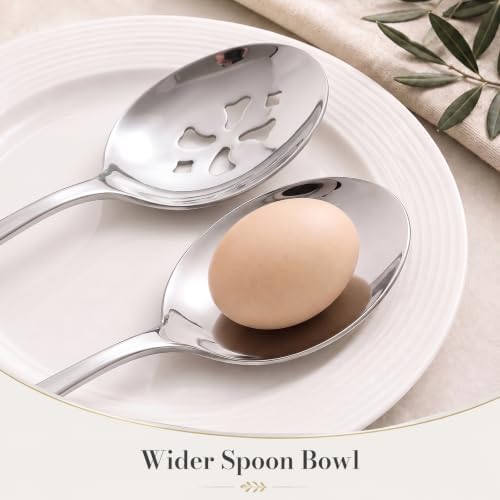 10" Large Serving Spoons Set, 4 PCS 2 Solid & 2 Slotted