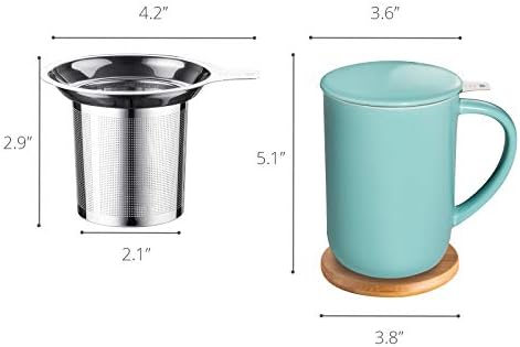 CEEFU 16oz Porcelain Tea Mug with Infuser, Lid and Coaster