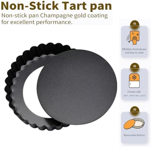 RICHSC-PAN Mini Tart Pan 6PCS, 5.5 Inch Deep Tart molds Removable Bottom.