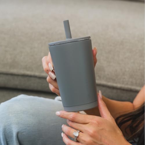 HydroJug Everyday Tumbler 14 oz, Ceramic-Lined Straw Cup, Stone