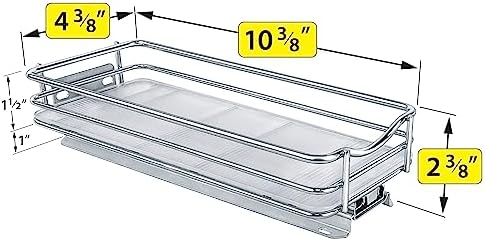 LYNK PROFESSIONAL® Pull Out Spice Organization for Cabinets - 4-3/8 inch Wide – Spice Rack for Inside Cabinets, Slide Out Spice Rack Organizer for cabinet – Pull Out Spice Rack, Sliding 1 Tier Chrome