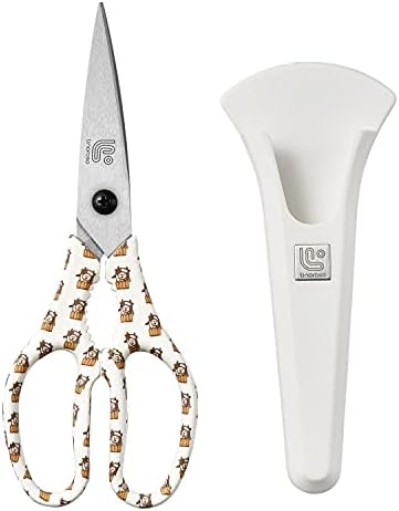 Linoroso Kitchen Scissors Heavy Duty Kitchen Shears with Magnetic Holder Made with Japanese Steel 4034, Multipurpose Ultra Sharp Cooking Scissors for Meat/Vegetables/BBQ/Herbs/Pizza (Graphic,Cow)