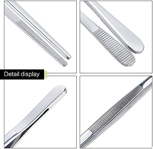 MSY BIGSUNNY Stainless Steel Food Tweezers Multi-function Cooking Tongs Kitchen Serving Tong (12" Round & 12" Pointed Tweezers)
