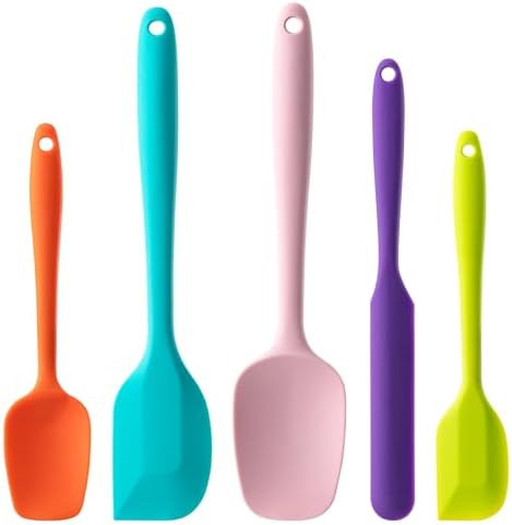 Silicone Spatula Set,5 Piece Food Grade Rubber Spatulas,Multicolor