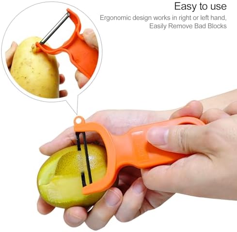 Original Vegetable Peeler, Potato Peelers for kitchen Carbon Steel Blade 3-Pack Orange/Blue/Yellow