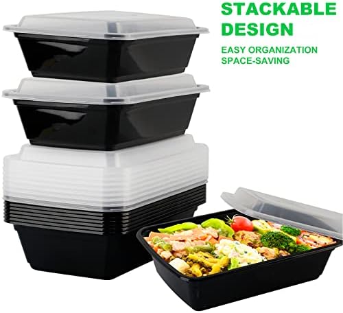 WGCC Meal Prep Containers, 10 Pack 32OZ Food Storage Containers with Lids, Extra-thick To Go Containers, Reusable Bento Lunch Box, BPA-Free, Microwave/Dishwasher/Freezer Safe