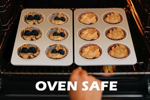 Leonyo Non-Toxic Stainless Steel Muffin Cupcake Pan 6 Cup, 2 Pack