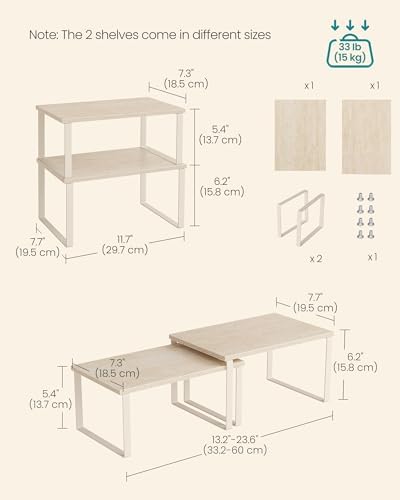 SONGMICS Cabinet Organizer Shelf, Set of 2 Spice Rack, Kitchen Storage