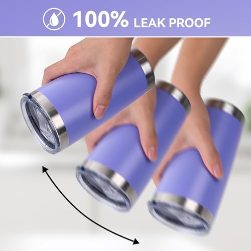 20 oz Tumbler Stainless Steel Tumblers Bulk with Lid Double Wall Insulated Coffee Tumbler Cups for Hot & Cold Drinks Powder Coated Travel Coffee Tumbler Mug Metal (Lavender, 6 pack)