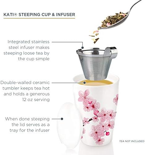 Tea Forte Double-Walled Ceramic Kati Cup, Hanami, 12 oz