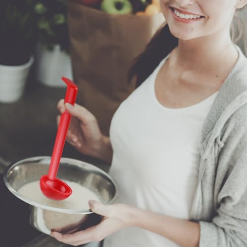 Tioncy 6 Pcs 1 Oz Small Ladle for Serving Sauce 8.07 Inches Plastic Mini Ladles Long Handle Spoon for Serving Sauce, Soup, Dressing, Punch Bowl, Toppings, Gravy, Cocktail, Fruit Juices(Red)