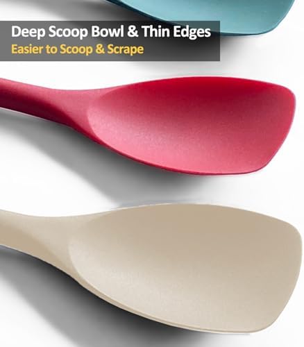 Vovoly Silicone Spatula Spoon Set, 11 IN, Khaki, Spoonulas Heat Resistant