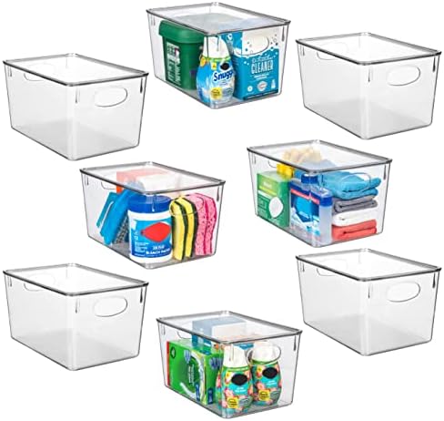 CLEARSPACE Plastic Storage Bins With lids – Perfect Kitchen Fridge Organizer, Pantry Organization, Cabinet Organizers (8 Pack)