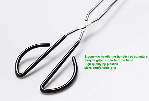 Hiash 16 Inch Extra Long Stainless Steel Kitchen Scissor Tongs, Non-Slip Comfortable Red Grip, Heat Resistant for BBQ and Cooking