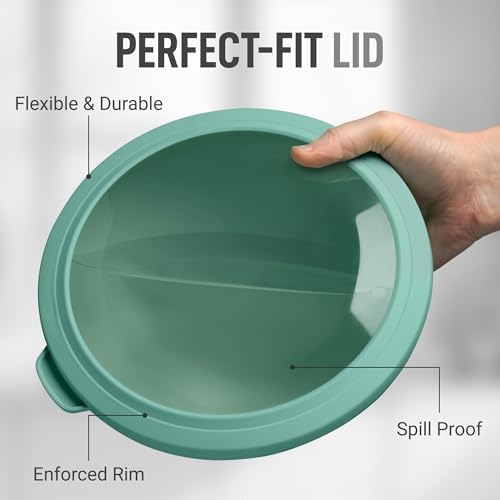 Zulay Kitchen 12-Piece Plastic Mixing Bowl Set - Colorful Nesting Bowls with Lids - Microwave & Freezer Safe (Teal Ombre)