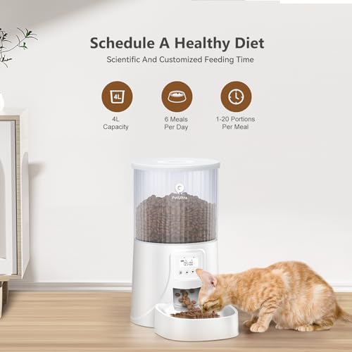 PETULTRA Automatic Cat Feeder: 4L Timed Cats Food Dispenser Programmable