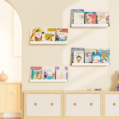 upsimples 4 Pcs 15" Acrylic Shelves for Wall Organize and Display, White