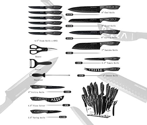 Kitchen Knife Set 19 Piece with Block High Carbon Stainless