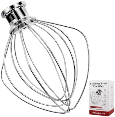 Whole Stainless Steel K45WW Whisk Attachment for KitchenAid 4.5-5 Tilt-Head Mixer, Dishwasher Safe Wire Whip for Kitchen Aid