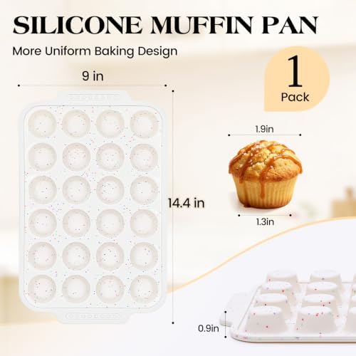 Vinino Silicone Mini Muffin Pan for Baking with Reinforced Frame, BPA Free
