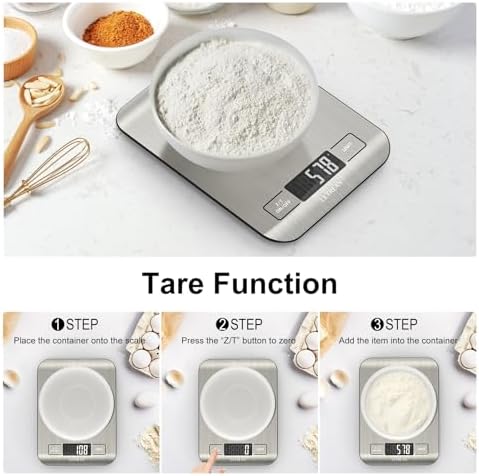Ultrean Food Scale, 33lb Digital Kitchen Scale for Food Ounces Grams, 304 Stainless Steel, Type-C Charging and Batteries, Perfect for Meal Prep, Cooking, and Baking