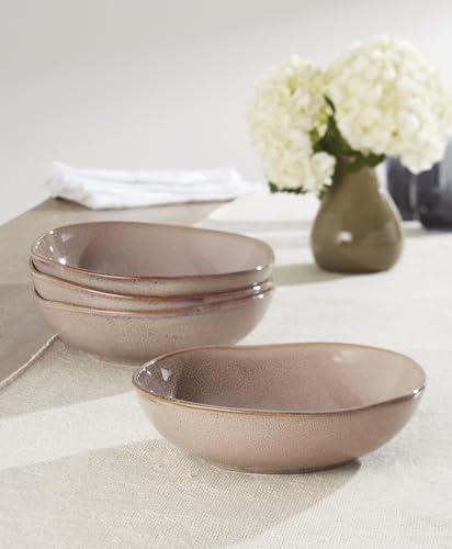 Oneida Organic Shades Clay Stoneware Pasta Bowl Set for 4, 34.5oz