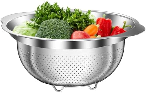 Stainless Steel Colander for Kitchen, 5 Quarts Stainless Steel Strainer, Pasta Strainer for Spaghetti Fruits Vegetables Cooking Food, Large Capacity with Handle Kitchen Food Strainer Basket - 1 Pack