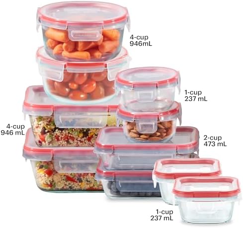 Pyrex Freshlock (10-Pack) Mixed Sizes Airtight Glass Food Storage Set