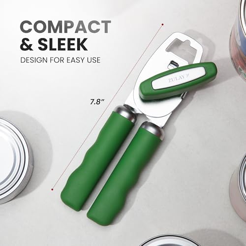 Zulay Kitchen Manual Can Opener Heavy Duty Patented Stainless Steel, Pine