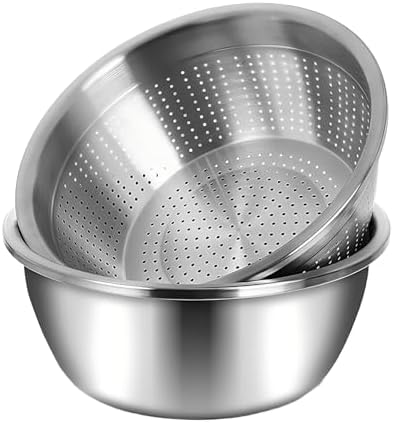 meleg otthon Stainless Steel Mixing Bowls, 8.5QT Salad Bowl, Metal Bowls With water filter basin, Stainless Steel Basin, Heavy Duty Deeper Edge Mirror Finish Dishwasher Safe Bowl (XXL)…