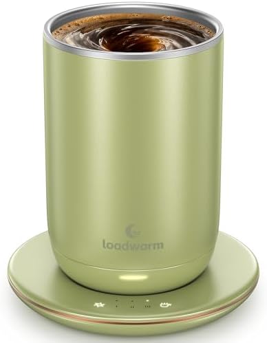 Self Heated Stirring Coffee Mug, 10oz Auto Mixing Cup with Warmer, Green