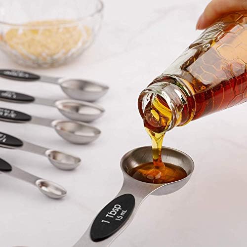 Magnetic Measuring Spoons Set of 6 Stainless Steel Dual Sided Teaspoon
