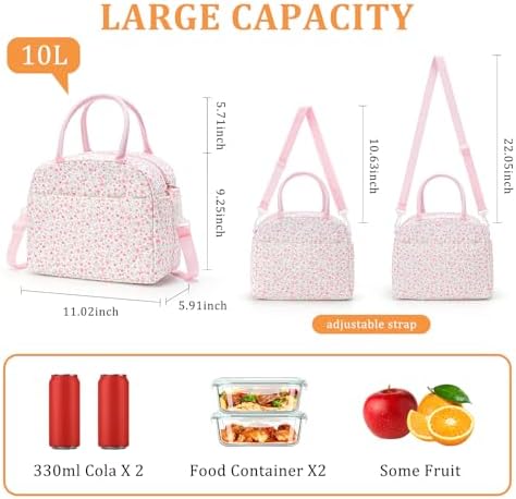 MEXS Lunch Bag for Women Reusable Lunch Box Quilted Puffer Large Capacity Insulated Cooler Tote Bags Work Travel Picnic