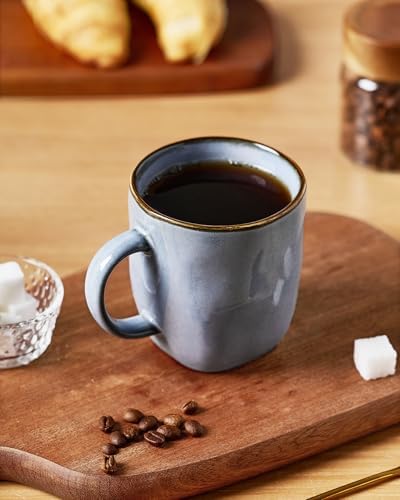 famiware Coffee Mugs Set of 4, Ocean Square 13oz Coffee Cup Set with Handle