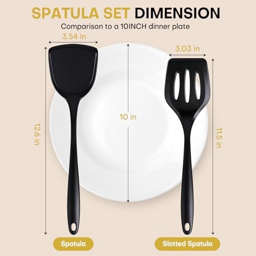 3 Pieces Spatula, Pacifier-Grade Silicone Spatulas Set Heat Resistant 600℉ for Food Safety, Premium Non-Stick Silicone Solid Turner BPA Free for Cooking, Enhances Cooking Comfort