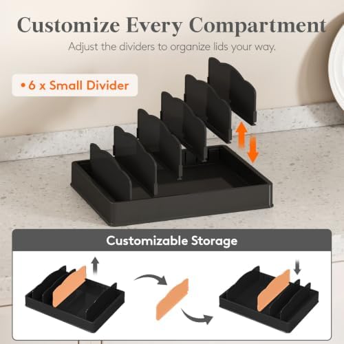 Lifewit Kitchen Cabinet Organizer for Food Contanier Lid with 7 Sections