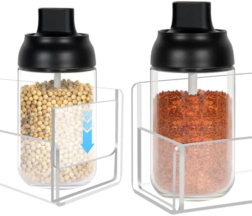 Acrylic Spice Rack Wall Mount - 9 Inch, Clear Spice Shelf Storage Holder, 2 Pack Hanging Seasoning Organizer for Cabinet Door, Cupboard or Wall Kitchen (Adhesive or Screw)