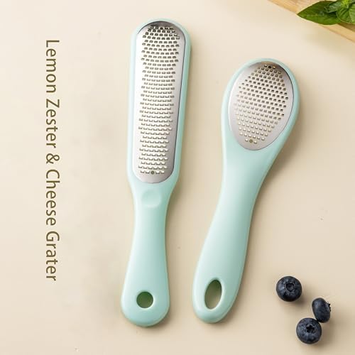 Lemon Zester Grater with Handle - 2-Piece Lemon Zester & Cheese Grater for Parmesan, Ginger, Garlic, Nutmeg, Chocolate