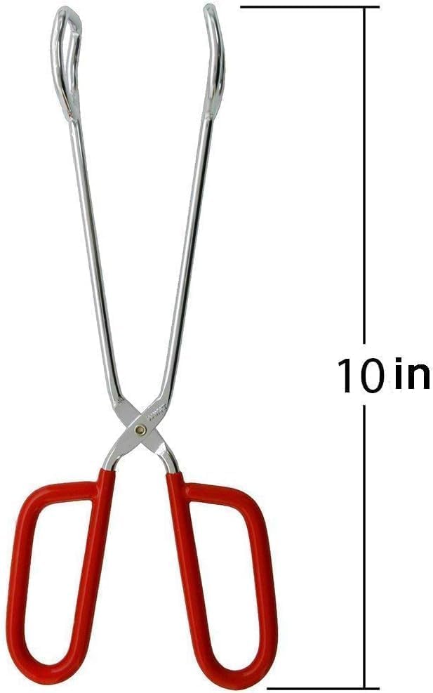 Hiash 10-Inch Heavy Duty Stainless Steel Kitchen Tongs - Non-Slip Comfortable Red Grip, Scissor Design, Heat Resistant for BBQ and Cooking