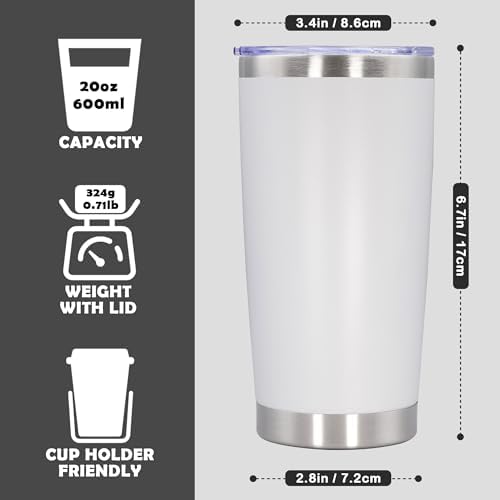 20oz Tumbler Stainless Steel Tumbler Coffee Tumbler with Lid White, 1P