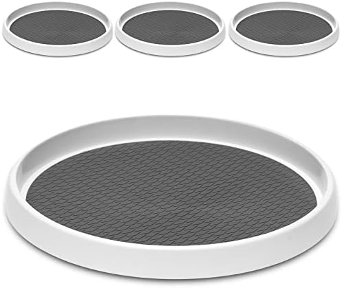12-Inch Non-Skid Turntable Lazy Susan Organizer [4 Pack] - Spinning Rack for Cabinet Table Top, Pantry Organization Storage, Kitchen, Fridge, Vanity, Countertop, Under Sink Organizing, Spice Spinner