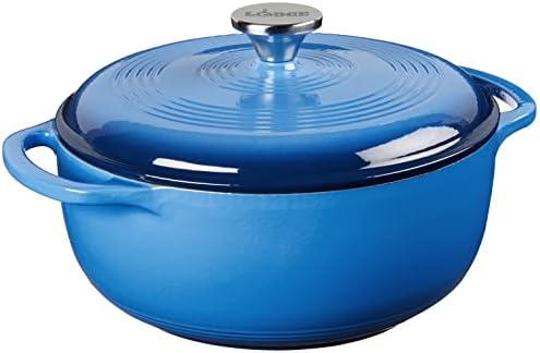 Lodge Essential Enamel Cast Iron Dutch Oven, 4.5 Quart, Caribbean Blue