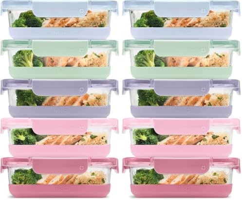 Ello Duraglass Refresh 3.4 Cup Meal Prep Containers, 10 Pc, Dusk Delight, (Pack of 2)