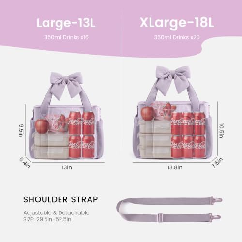 LOVEVOOK Insulated Lunch Box for Women,Adult Lunch Cooler Tote Bag with Bow