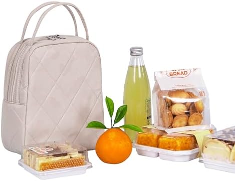 Machine Washable Women Quilted Fabric Insulated Reusable Cooler Lunch Bag Tote Adult Thermal Lunch Box Storage Bag for Ｗork (Cloud Camo)