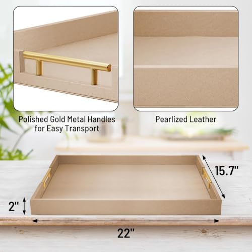 ATZYmolin 22" x 15.7" Extra Large Serving Tray, Vanity Platter, Glod