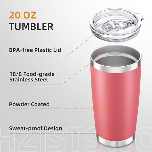 20oz Tumbler Bulk with Lid Stainless Steel Tumblers, 6 Pack
